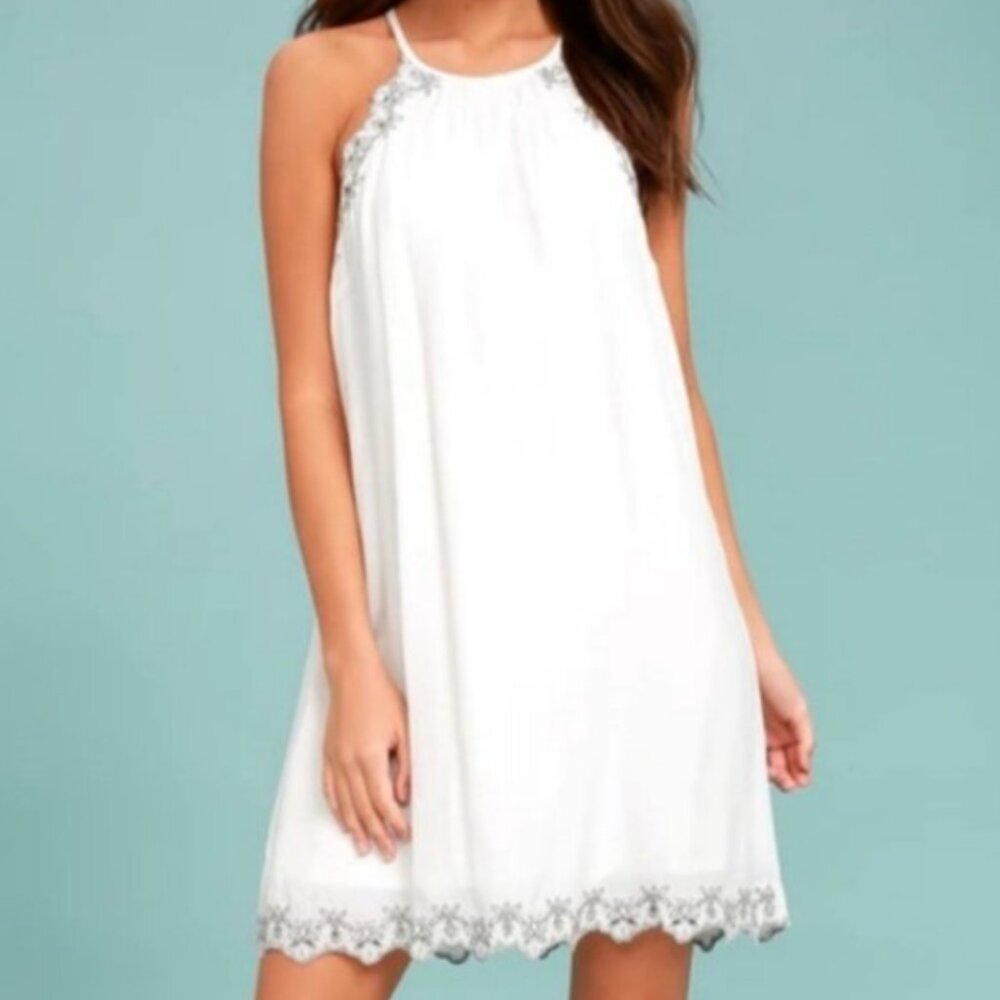 NWT Lush for Lulus White Embroidered Despacito Shift Dress Small